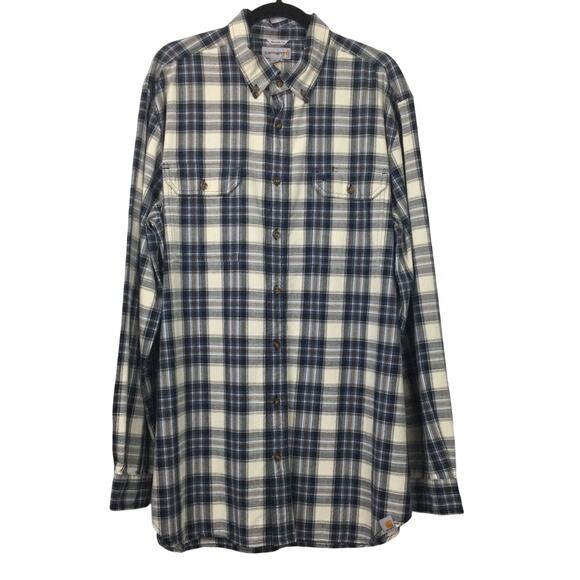 Carhart Relaxed Fit Streetwear Plaid Workwear Button Down Shirt Men's XL Tall - Picture 1 of 16